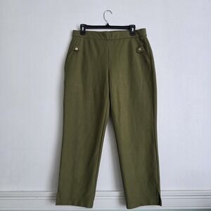 Michael Kors Womens Large Green Pants Comfortable Pockets Button Accents